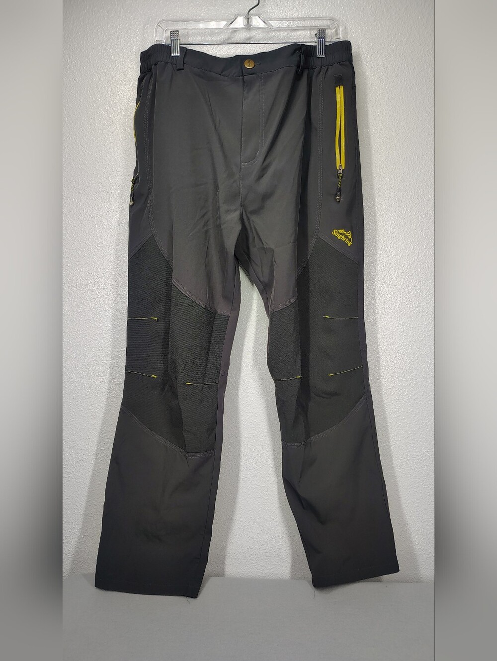 Singbring Men's Black Technical Outdoor Pants - Yellow Accent Size XL